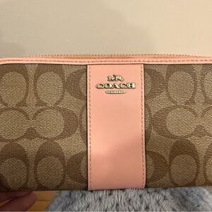 Coach Signature Pink and Tan Wallet